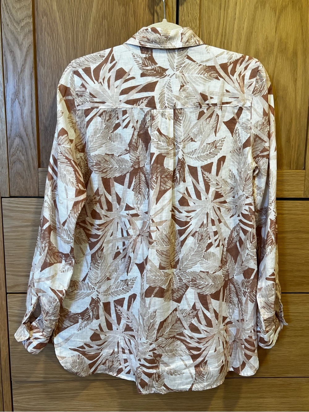 J. McLaughlin Linen Button Long Sleeve Shirt Brown Botanical Print Size Small - Picture 4 of 5